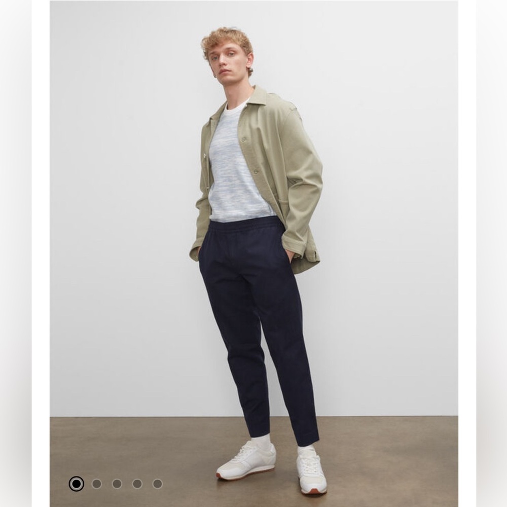 NWT Club Monaco Elasticated Cotton-Linen Trousers Navy XL